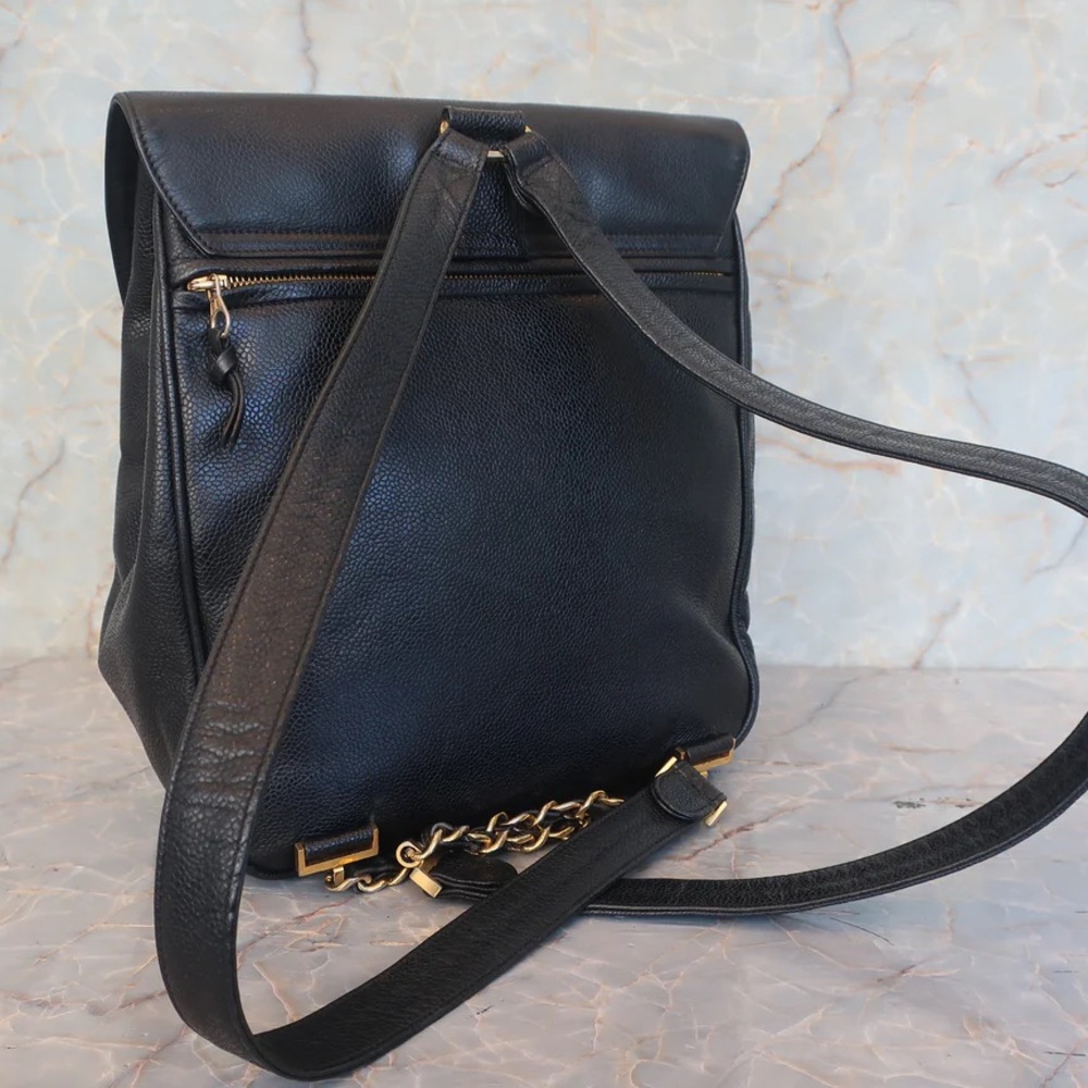 Authentic CHANEL black caviar leather backpack - Picture 6 of 16